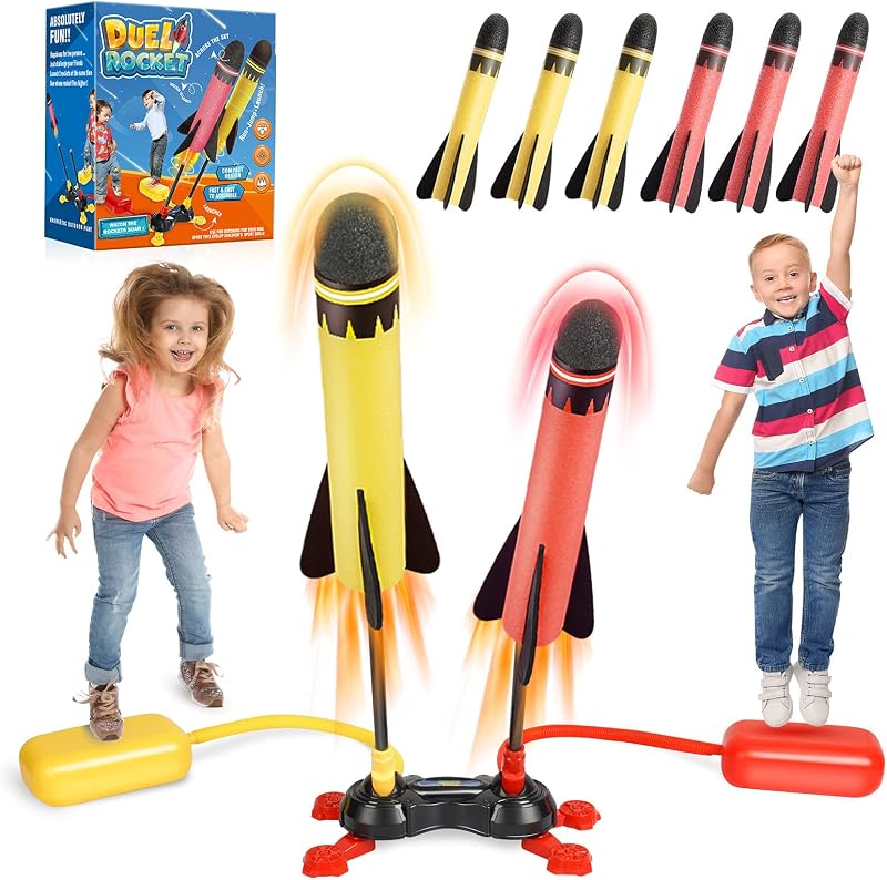 DejaNard Double Player Rocket Toy Launcher Outdoor Toy for Kids 3-12