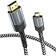 BlueRigger Micro HDMI to HDMI Cable (10FT, HDMI 2.0 4K@60Hz HDR, Male to Male,3D,18Gbps Braided Cord, ARC) - Compatible with GoPro Hero 7/6, Raspberry Pi 4/5, Sony A6300 Camera/Retroid Pocket 3+