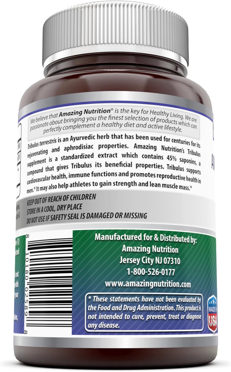 Amazing Formulas Tribulus Terrestris Extract 1000 MG Tablets, 90ct (Non GMO,Gluten Free, Vegan) - Standardized to Contain Min. 45% Steroidal Saponins, Testosterone Booster, for Enhanced Vitality: Health & Personal Care