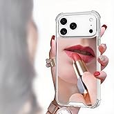 LUVI Compatible with iPhone 17 Pro Mirror Case Cute Makeup Silicone Bumper Slim Ultra Thin Corner Protection Shockproof Design Fashion Luxury Cover for Women Girls Silver