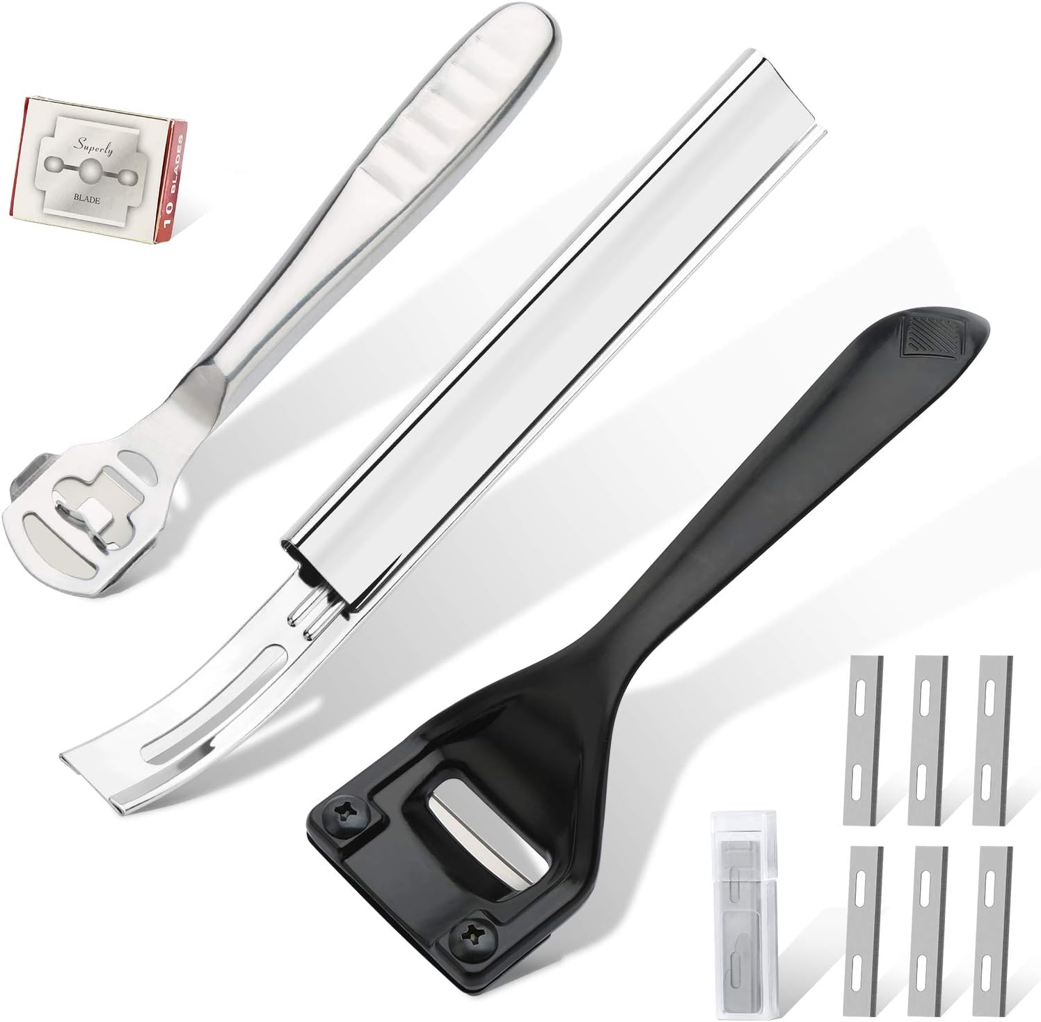 19 Pcs Metal Leather Skiver Set, Convenient Leather Working Tool with 3 Pieces Sharp Skiver, 16 Pieces Replaceable Skiver Blades for Leather Craft DIY, Leather Making