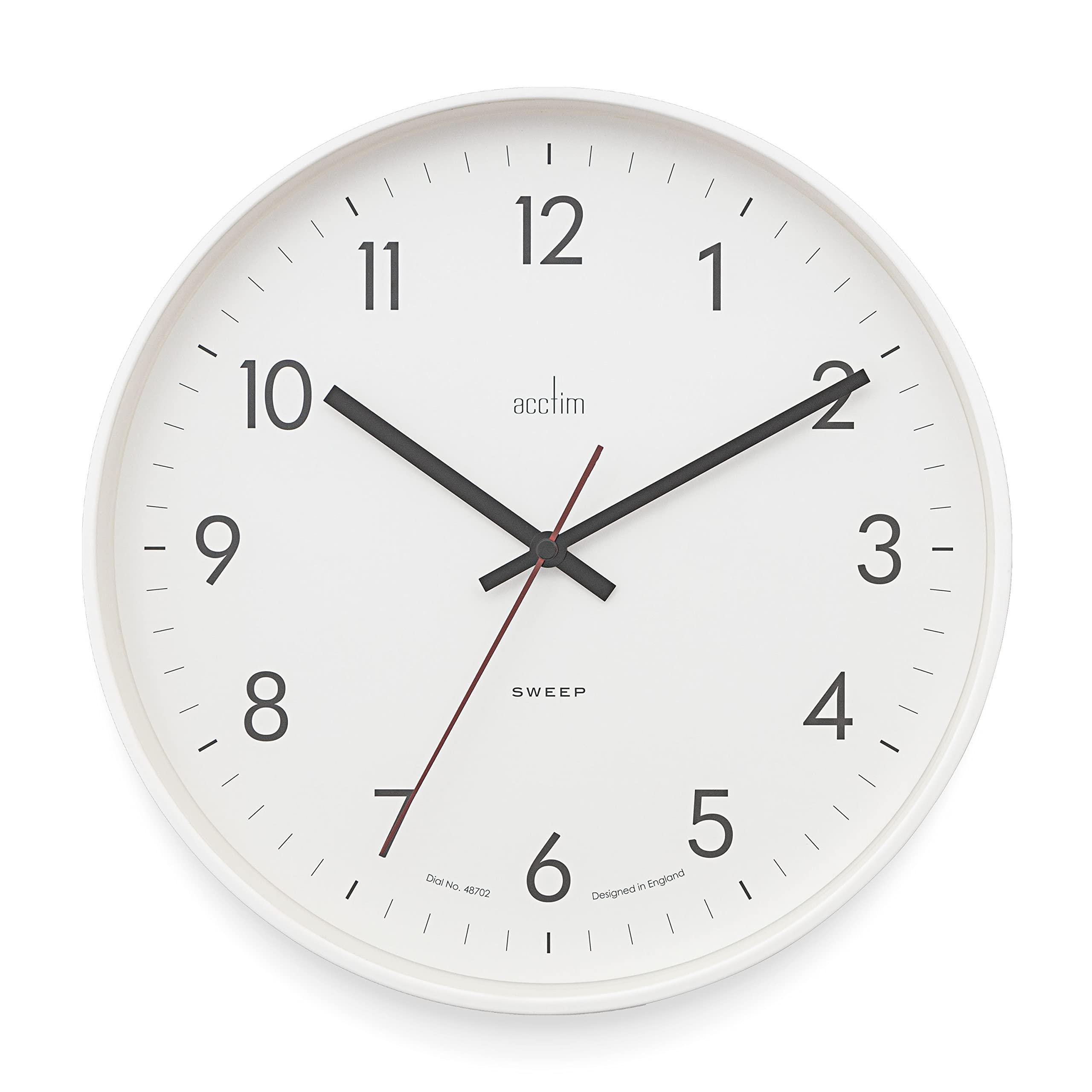 Acctim Aster Non-Ticking Sweep Sleek Wall Clock (White)