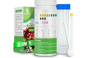 SOOENBEN 2-in-1 pH & Nitrogen Soil Test Kit, Home Soil Testing Kit for Lawns Gardening Grass Vegetables Nutrients, Soil pH Nitrogen Tester Strips Separately Sealed in Foils, Easy to Use, Rapid Results