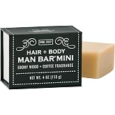 San Francisco Soap Company Hair &amp; Body Mini-Bar, Ebony Wood and Coffee, 4oz | Good for All Skin Types, Distinctive Fragrance, Rich Lather, Made in USA