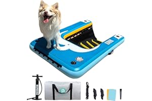 Niphean Dog Pool Ramp(Full-Coverage Non-Slip Deck), Stable Pup Plank with 200lbs/240lbs Capacity, Inflatable Dog Ramp for Pool, Boat & Dock, Safe & Durable Ladder for Large Pets to Easy Water Access