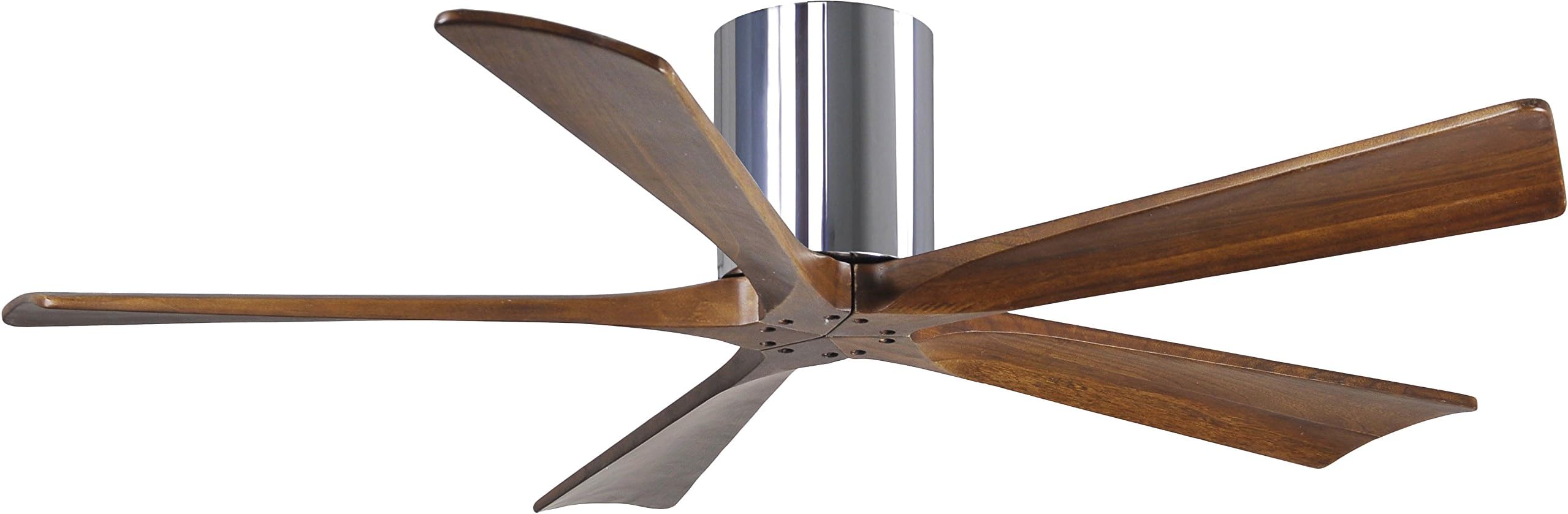 Matthews IR5H-CR-WA-52 Irene Indoor/Outdoor Damp Location 52" Hugger Ceiling Fan with Remote & Wall Control, 5 Wood Blades, Polished Chrome