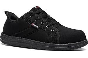 LARNMERN Slip On Steel Toe Shoes Women Work Walking Sneakers Skate Hands Free Safety Tennis Shoes