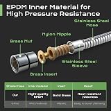 SAMODRA Shower Hose 1.5m 10mm Large Bore Chrome Stainless Steel Leakproof view 3