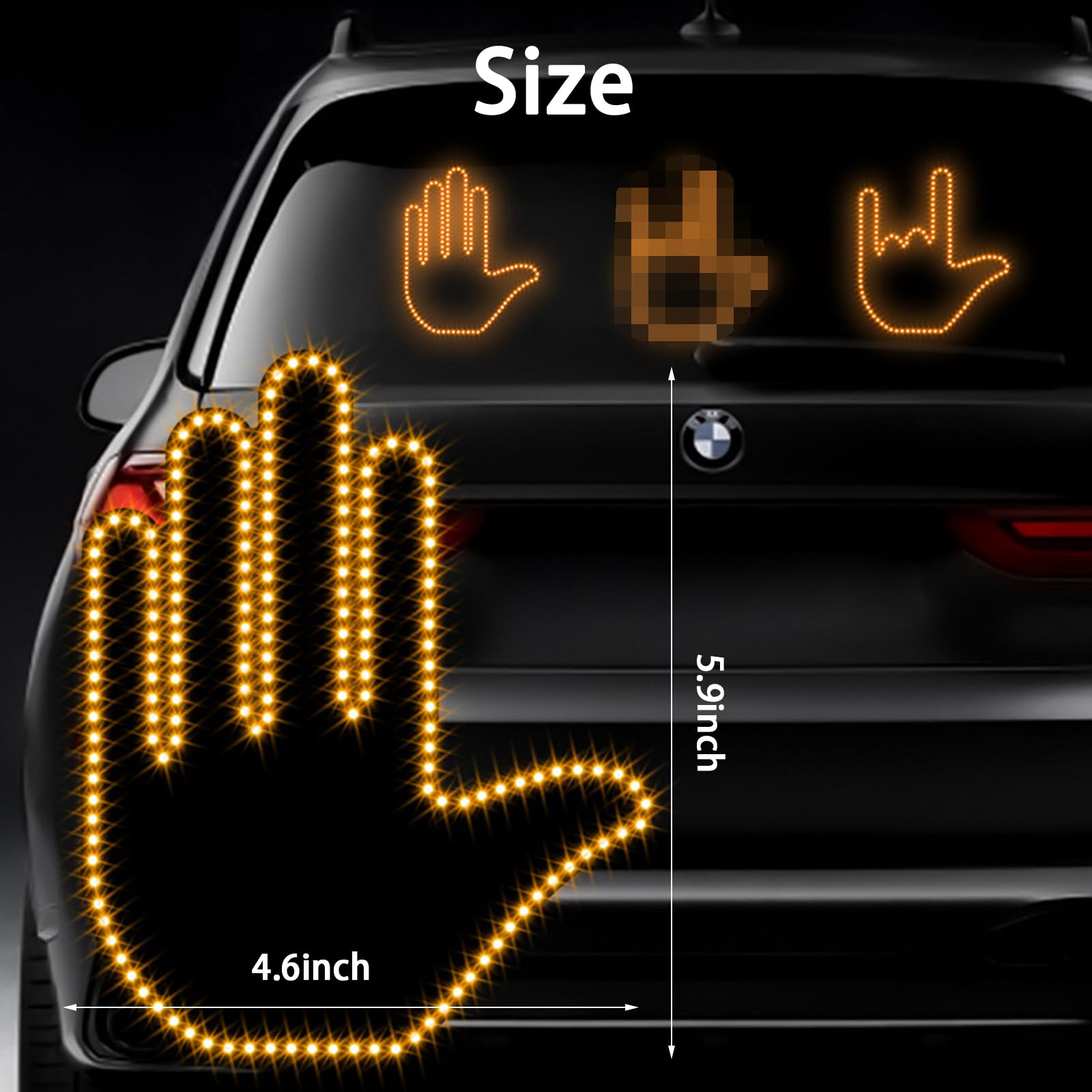Finger Gesture Light, Funny Led Hand Sign with Remote, Glowgesture for Car Truck - Ideal Gifted Car Accessories, Truck Accessories (FGL-240Z)
