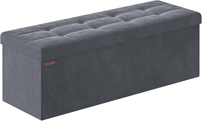 SONGMICS Storage Ottoman Foldable 38x110x38 cm Slate Grey LSF277G51