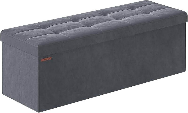 SONGMICS Storage Ottoman Foldable 38x110x38 cm Slate Grey LSF277G51