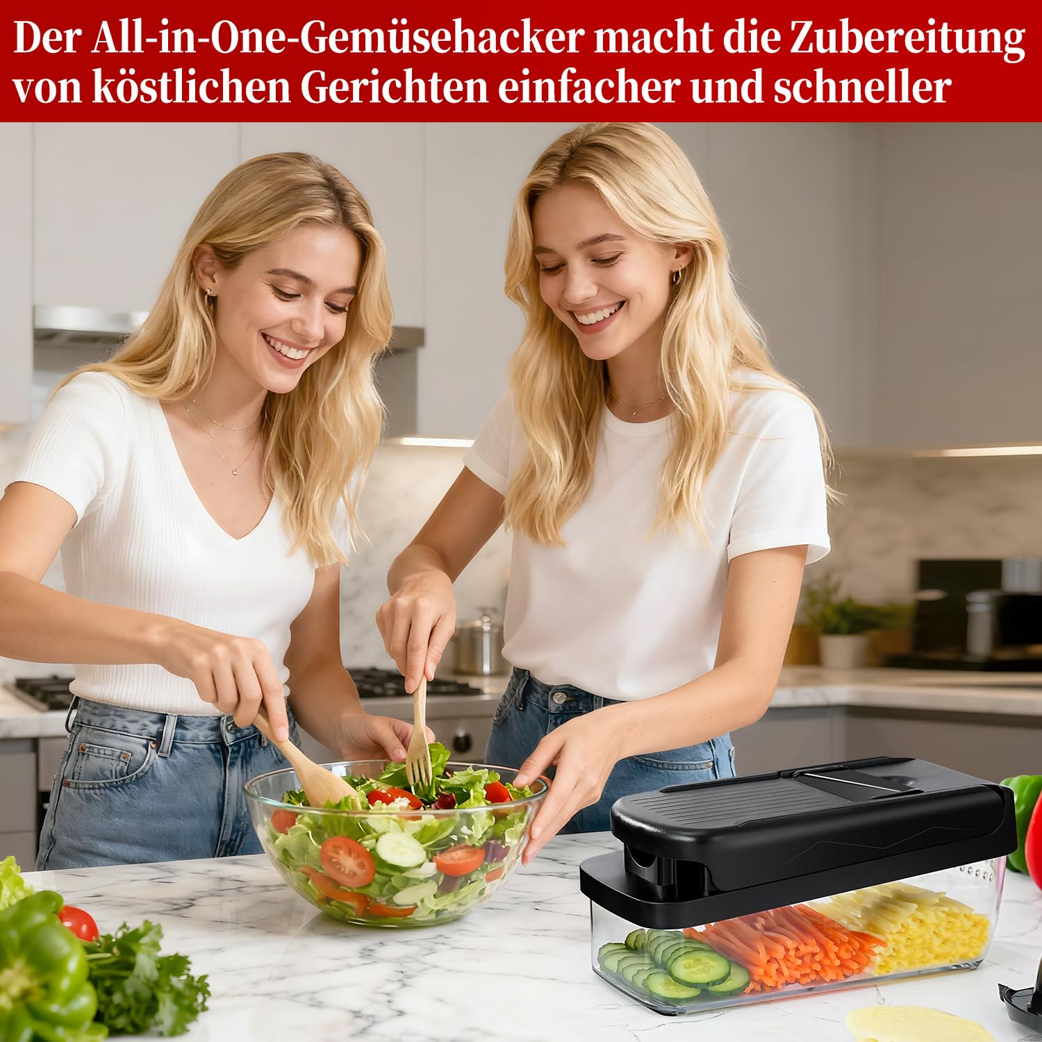 Gemüseschneider, Gemüsehobel Mandoline Gemüsehobel Salatschneider Gurkenhobel Multi Zerkleinerer, Kartoffelschneider Zwiebelschneider Vegetable Chopper Cutter Dicer.Schwarz 6