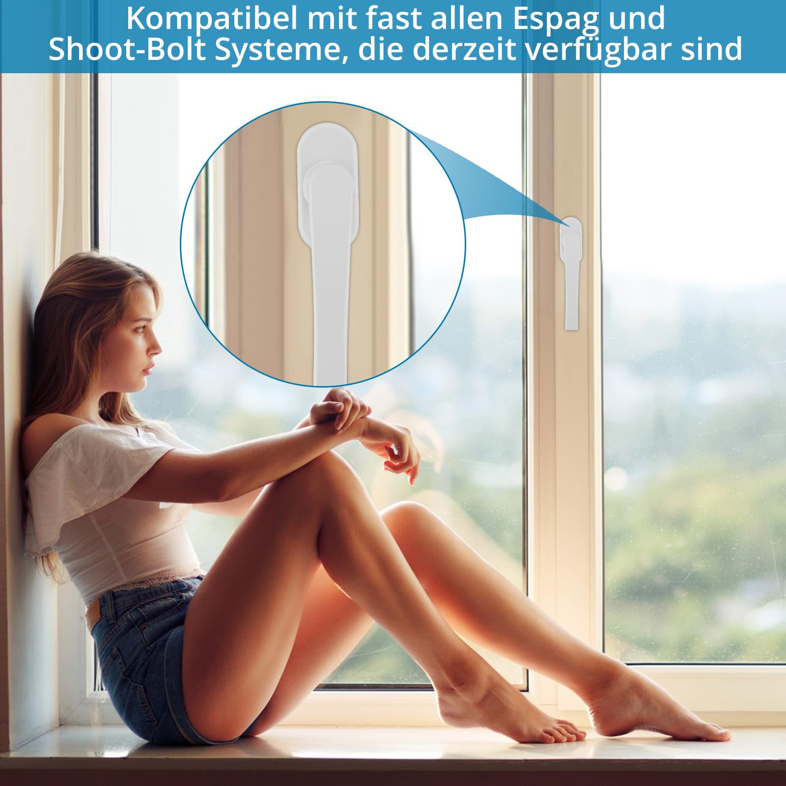 AUTOUTLET Fenstergriff Aluminium, 8 Stück Fenstergriff weiß Fensterschloss Balkontürgriff ohne Schließzylinder, in Stiftlänge 35mm, Türgriffe für Fenster, Terrassentüren und Balkontüren 4