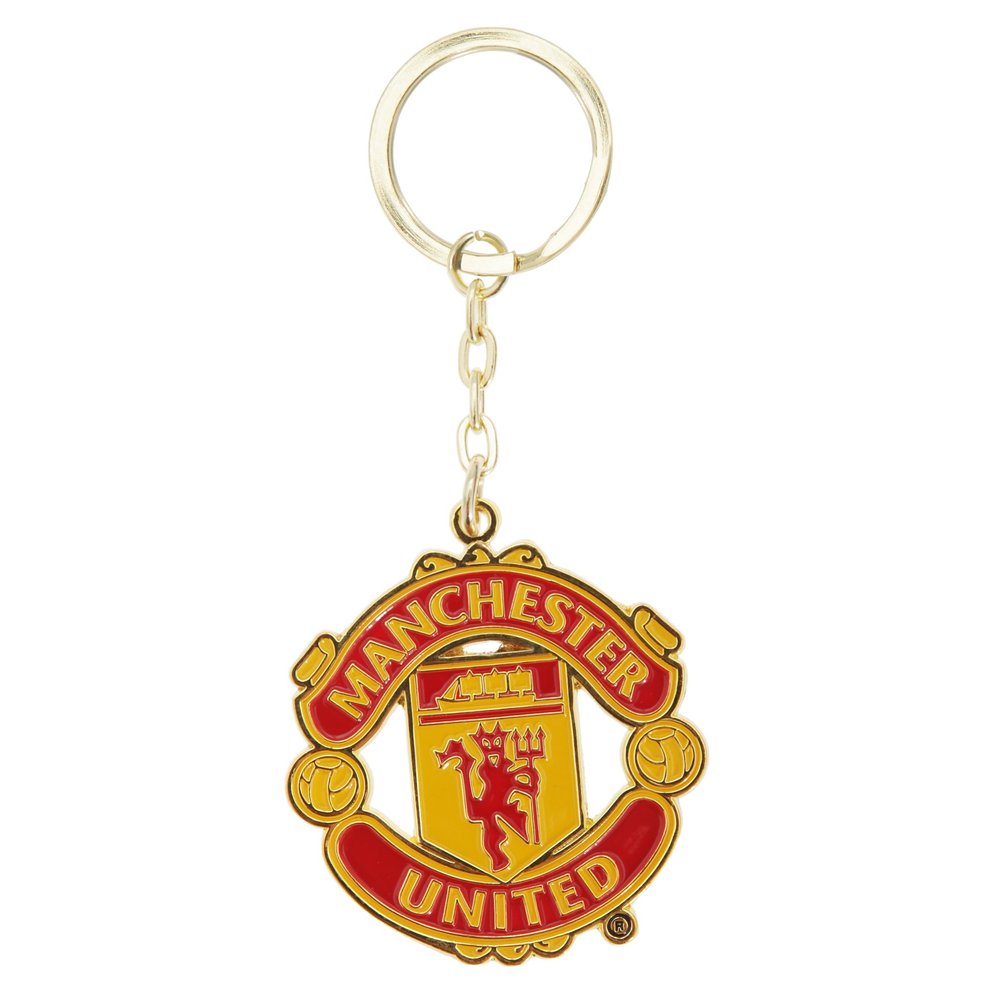 Manchester United FC Official Metal Football Crest Keyring (One Size) (Red)