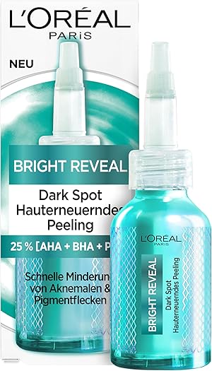 L'Oréal Paris Peeling - Reduziert Pigment- & Aknemalen schnell, verfeinert die Hautstruktur mit Niacinamid & AHA, Bright Reveal Dark Spot Peeling, 25 ml