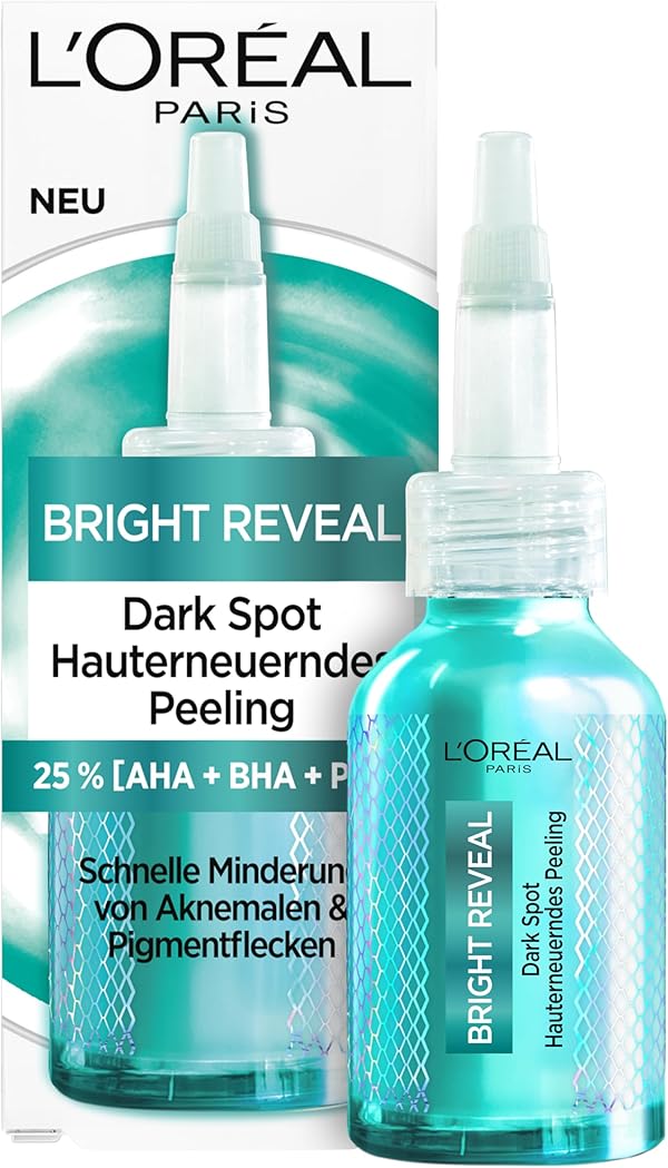 L'Oréal Paris Peeling - Reduziert Pigment- & Aknemalen schnell, verfeinert die Hautstruktur mit Niacinamid & AHA, Bright Reveal Dark Spot Peeling, 25 ml