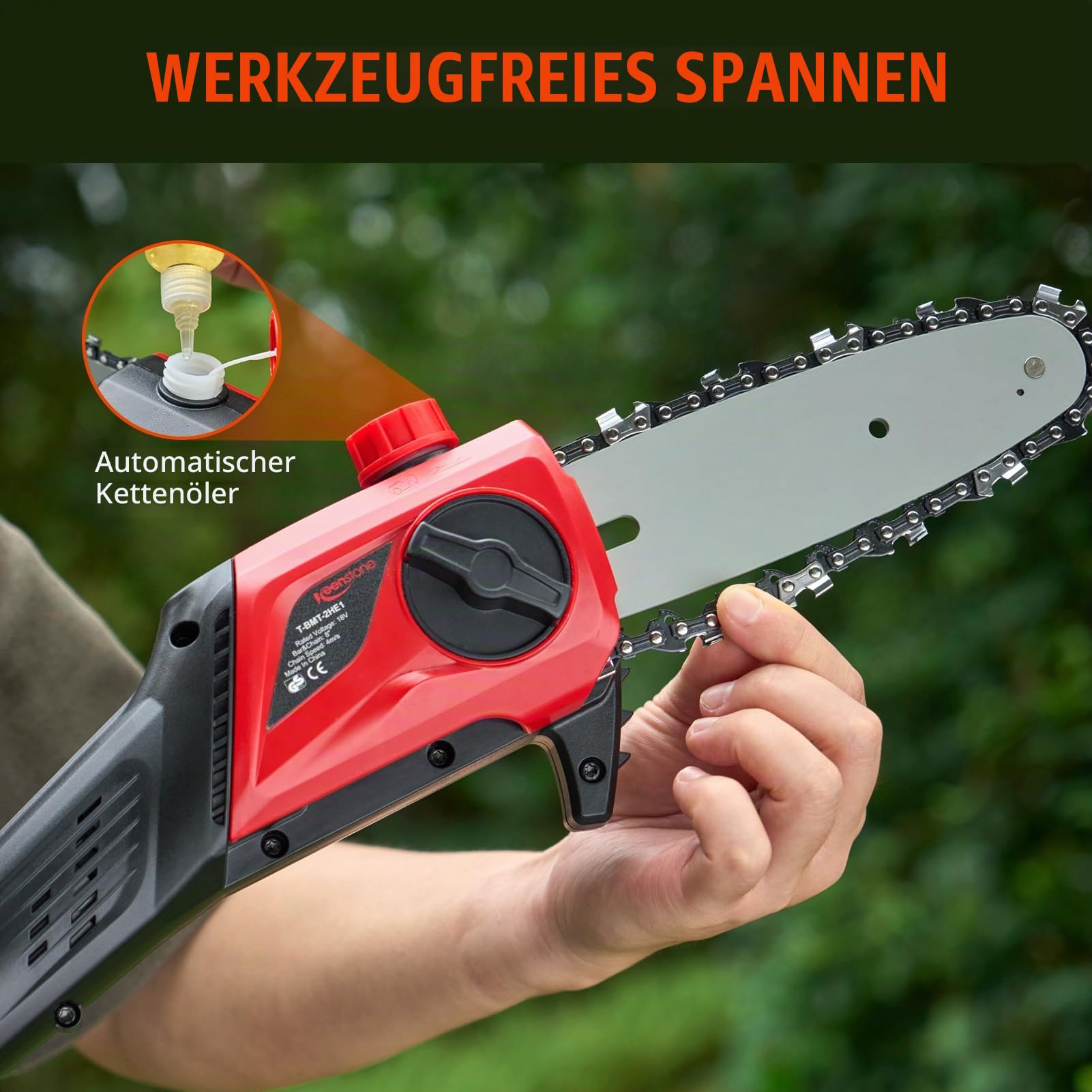 Keenstone 2 in 1 Akku-Hochentaster und Heckenschere, Verlängerungsstange, Reichweite bis 4m, Inklusive Akku & Ladegerät 6