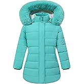 AUBZOZO Girls' Down Coat with Removable Hood,Kid's Waterproof Winter Jacket Snow Outwear Parka Fleece Insulated