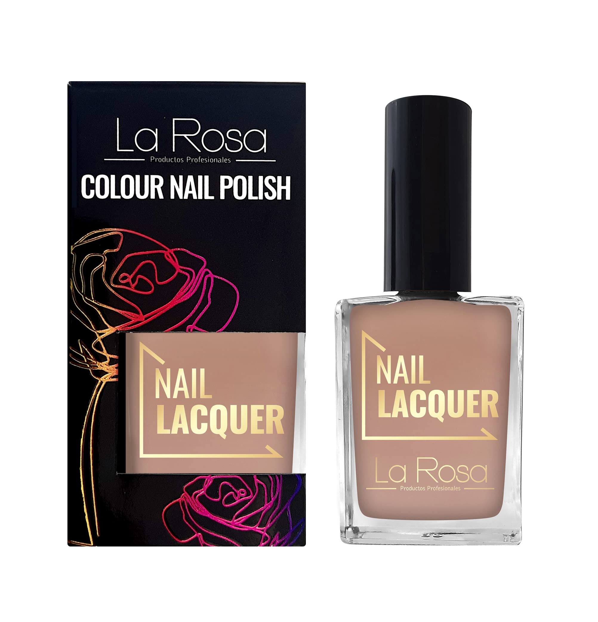 LaRosa Nail Polish - Energetic Colour with Proper Coverage - Durable Formula - Good Consistency - Easy Application with Well Shaped Brush - Light Beige 15 ml