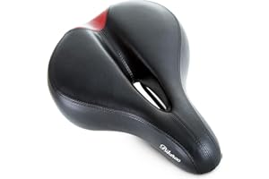 Bikeroo Comfort Saddle for Women & Men - Universal Fit Indoor & Outdoor Bicycles - Center Cutaway for Weight Distribution, Prostate Pressure Relief - Memory Foam