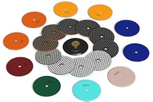 TOOVEM A FAMILY OF MANUFACTURERS TOOVEM 4 Inch Diamond Polishing Pads with 5/8"-11 Backer Pad, 10 PCS Wet/Dry Polish Pad Kit for Drill Grinder Polisher, 50-3000 Grit Pads for Granite Marble Concrete Stone Countertop Quartz Polishing