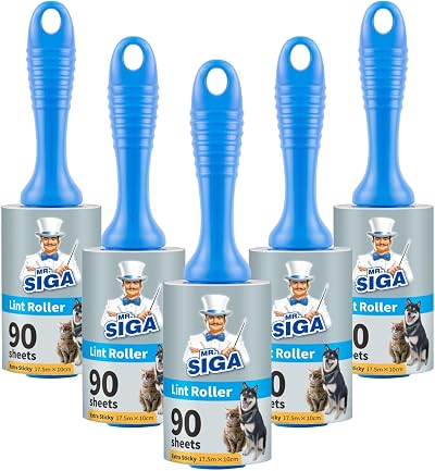 MR.SIGA Extra Sticky Lint Roller 450 Sheets 5-Pack Blue Pet Hair Remover