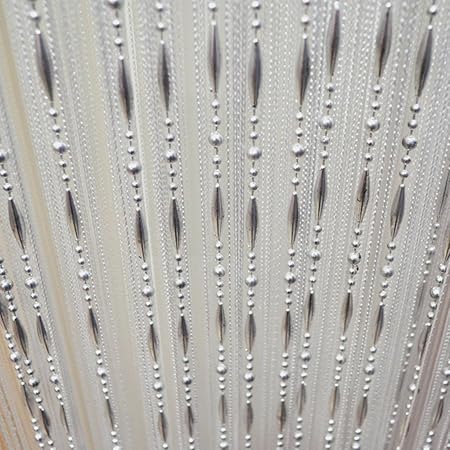 Mishiner Silver Decorative String Line Tassel Curtain With Beads