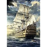 Moruska Sailing Ship Puzzles for Adults 1000 Piece Wooden Jigsaw Puzzle Difficult and Cool- The Age of Navigation- 1000 Piece