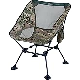 iClimb Ultralight Compact Camping Folding Beach Chair with Anti-Sinking Large Feet and Back Support Webbing (Woodland - Square Frame)