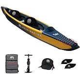 Aqua Marina Tomahawk Air-K Inflatable Touring Kayak, 2 Person, 14 Ft 5 In | Full Drop Stitch Build, 10 PSI, 3 Air Chambers, 2