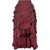 yiranyijiu Women's Medieval Renaissance Gothic Skirt High Low Victorian Ruffled Skirt
