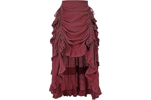 yiranyijiu Women's Medieval Renaissance Gothic Skirt High Low Victorian Ruffled Skirt