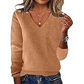 Cashmere Sweaters for Women V Neck Long Sleeve Wool Pullover Tops Soft Cozy Lightweight Knitted Jumper Sweater