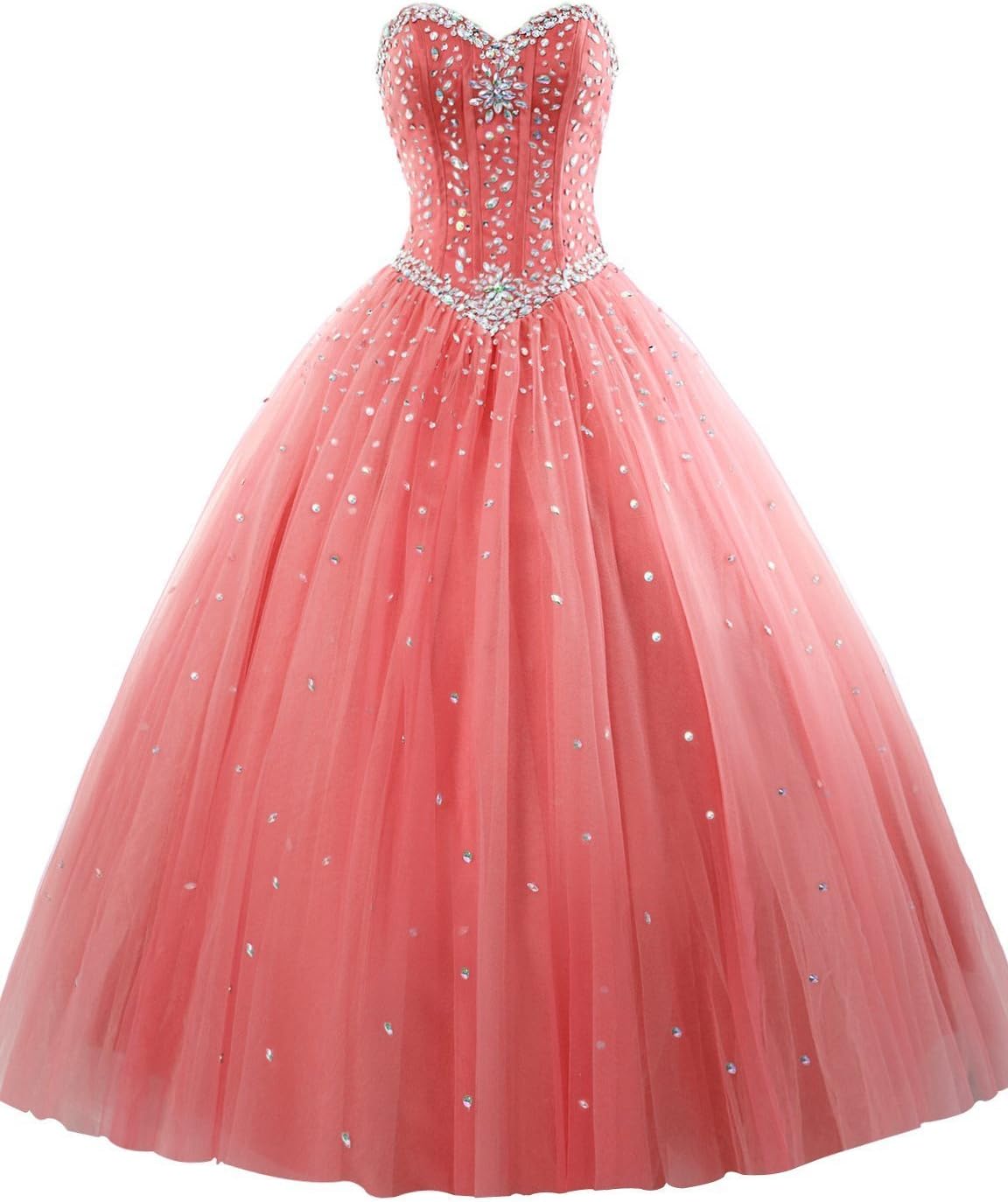HTYS Women's Sweetheart Ball Gown Organza Quinceanera Dresses With Beads HY069
