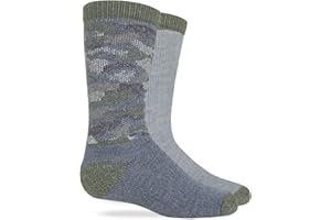 Carolina Ultimate Youth Boys Camo Merino Wool Blend Boot Socks 2 Pair Pack, Small