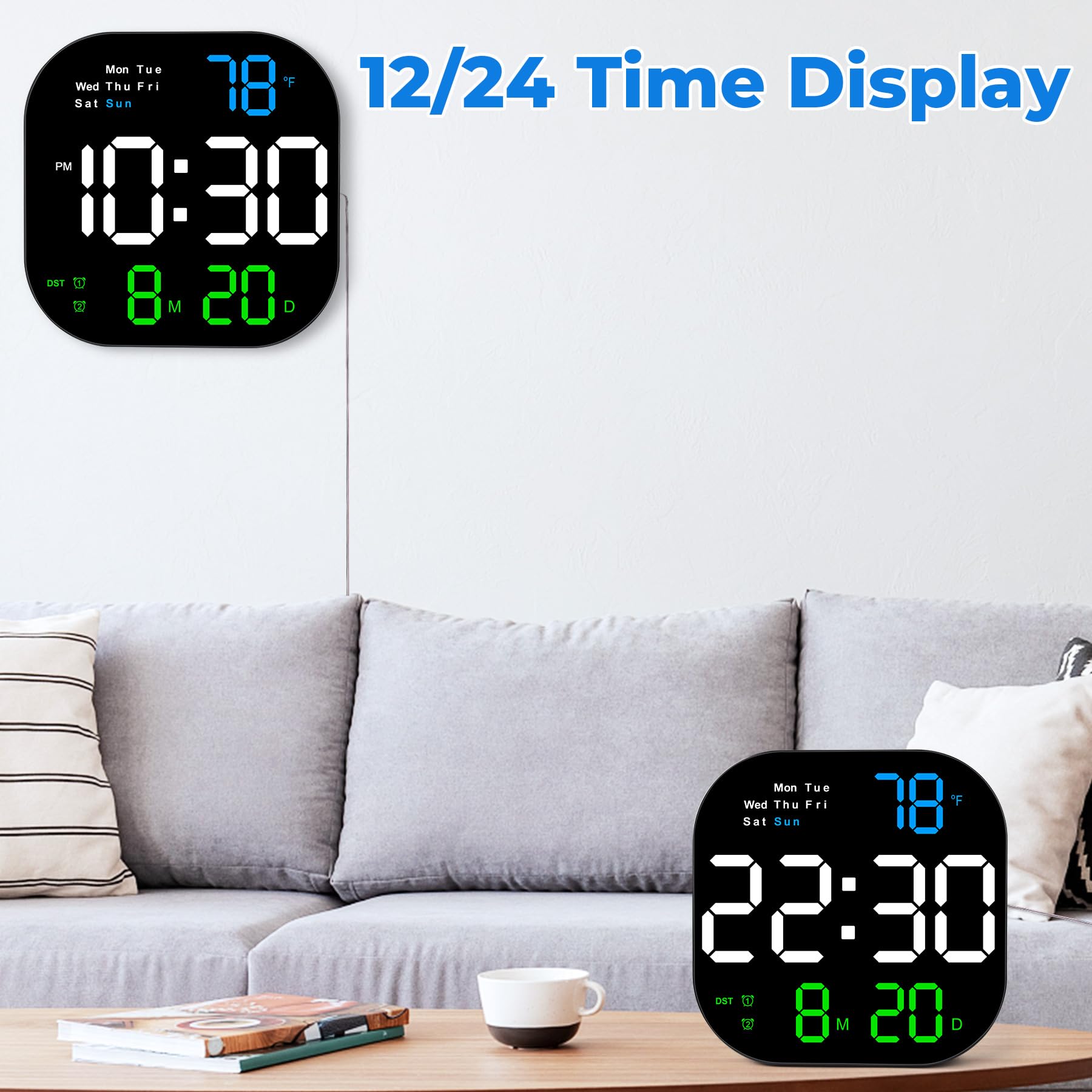 Mua SZELAM Digital Wall Clock, 10.5” LED Digital Alarm Clock Large