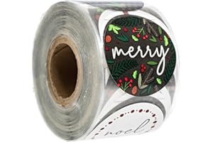 SBLABELS Farmhouse Christmas Stickers / 500 Modern Magnolia Wreath Boutique Labels / 1.5" Joy Noel Envelope Seals / 4 Alternating Winter Holiday Designs/Made in The USA