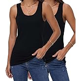 wirarpa Women's Tank Tops Cotton Undershirts Comfy Camis Base Layer 2-Pack