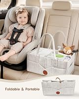 Maliton Nappy Caddy Newborn Essentials Detachable Dividers White 16x10x7 view 6