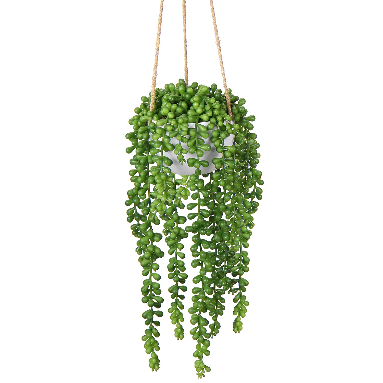 Briful 14" Hanging Artificial Plant Fake Hanging Plant in Pot, Faux Succulent Plants Artificial String of Pearls Plants Indoor for Home Kitchen Bedroom Wall Decoration — image 1
