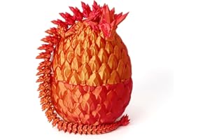 Flavery Dragon Egg - 12 inch Dragon in Egg, Easter Egg, 3D Printed Flexible Dragon Fidget Toy, Dragon Collection, Figure Decor(Red Mix Gold)
