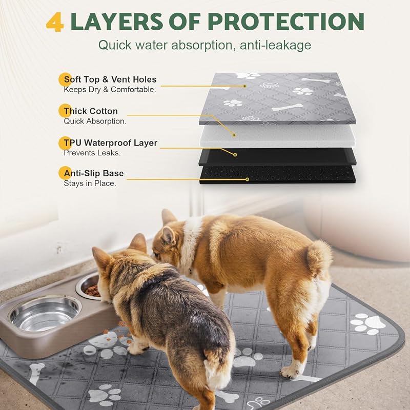 2 Pezzi 【60×50 cm】Tappetini Lavabili per Cani, Tappetino per Addestramento Riutilizzabile, Assorbente, Antiscivolo e A Prova di Perdite, Ideale per Gatti, Cani, Conigli e Porcellini d'India