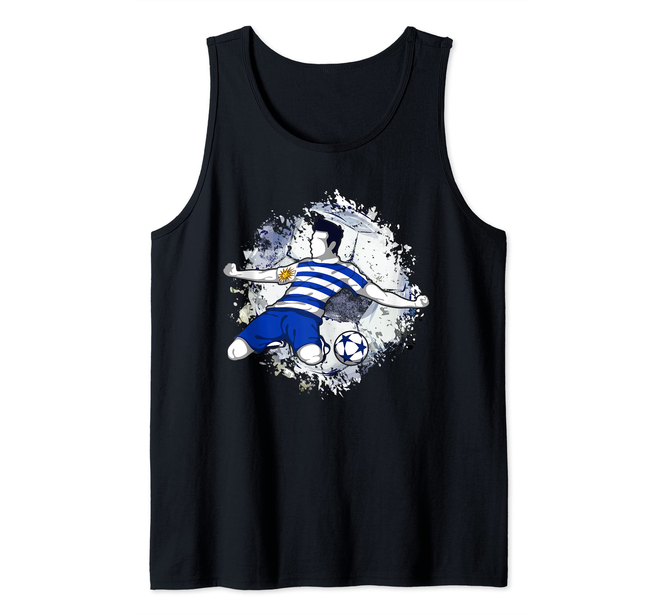 Uruguay Soccer Uruguayan National Flag Football Striker Art Tank Top