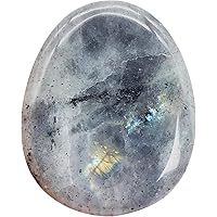 Fekuar Natural Moonstone Crystal Thumb Worry Stone, Hand Carved Healing Crystal Teardrop Pocket Stones for Anxiety Stress Rel