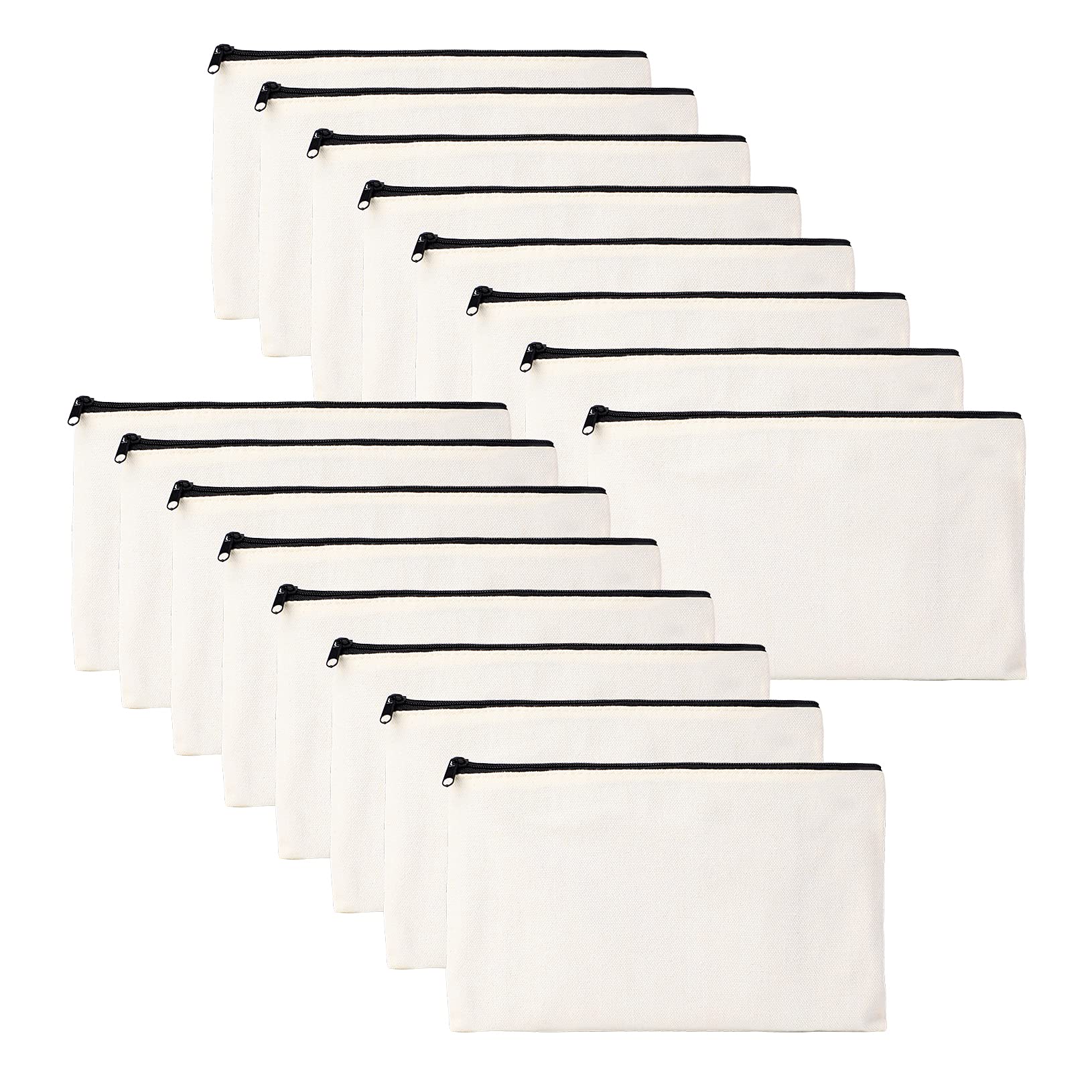 TONITTO 16 Pcs Canvas Zipper Pouch Bags for Travel, DIY Gifts