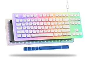 XVX K87 Pro TKL Mechanical Keyboard, Hot Swappable Keyboard with Pudding Keycaps, Gateron Switch RGB Backlit Gaming Keyboard 