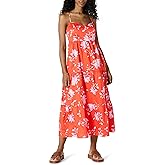 Amazon Essentials Women's Fit and Flare Empire Waisted Cotton Sateen Tiered Maxi Dress