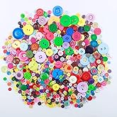 Focenat 1000 Pieces Buttons for Craft, Colorful Buttons, Round Resin Buttons, Sewing Button, 2 Hole and 4 Hole Buttons for Ki
