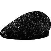 Eilova Orityle Women Beret Hat Glitter Sequins French Style Beanie Cap Adjustable Fashion Shimmer Hat for Girls Ladies