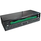 Stereo Graphic Equalizer, Digital Audio Equalizer with Dynamic LED Spectrum Display, Noise Reduction &amp; Independent Tuning, Professional Audio Processor for Home Theater, Recording Studio (Black)